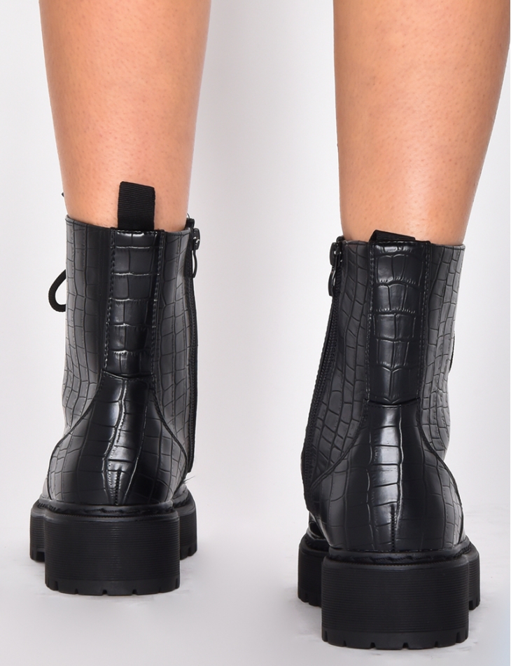 Snakeskin Combat Boots