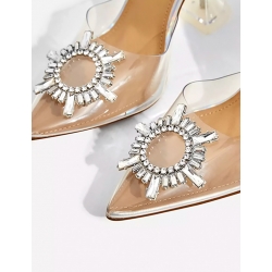 Sandales transparentes à talons et strass