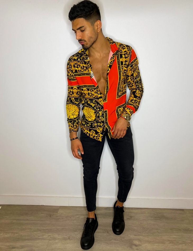 Chemise manches longues à motifs