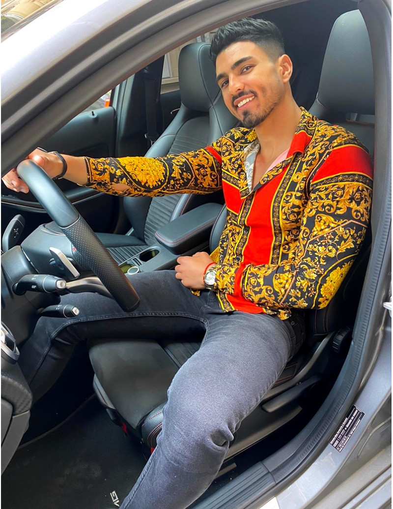 Chemise manches longues à motifs