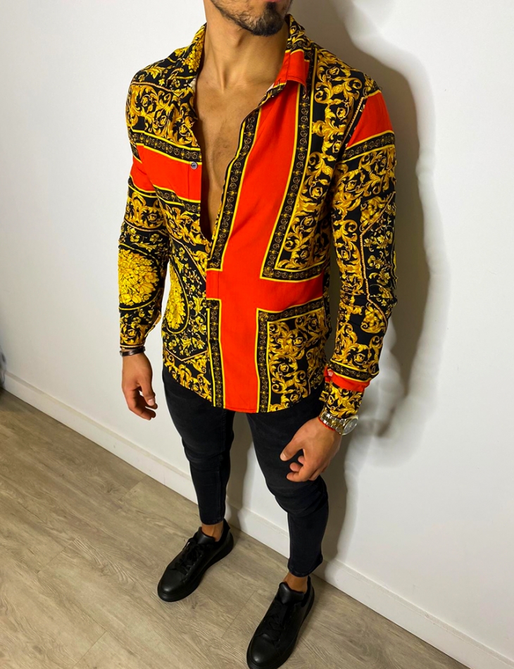 Chemise manches longues à motifs