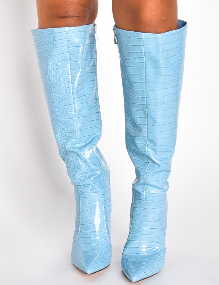 Bottes à talons effet peau de serpent Bottes à talons effet peau de serpent