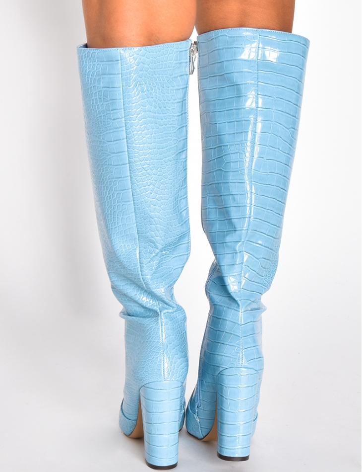 Bottes à talons effet peau de serpent Bottes à talons effet peau de serpent