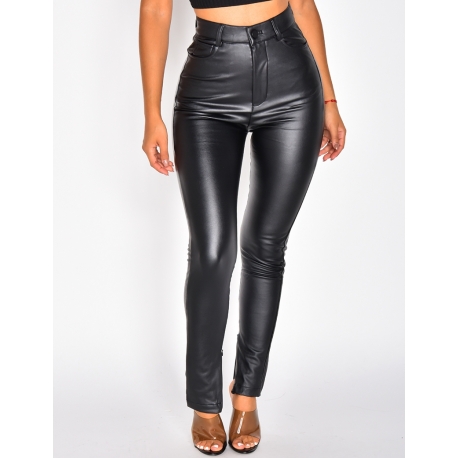 Faux leather pants with zippers outlet