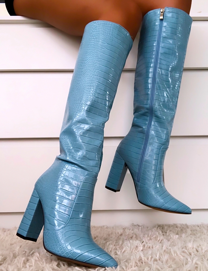 Bottes à talons effet peau de serpent Bottes à talons effet peau de serpent