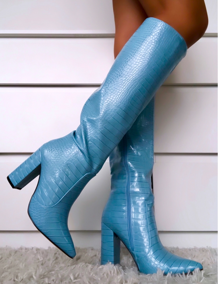 Bottes à talons effet peau de serpent Bottes à talons effet peau de serpent