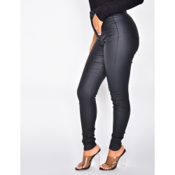 Hose mit hoher Taille in matter Lederoptik