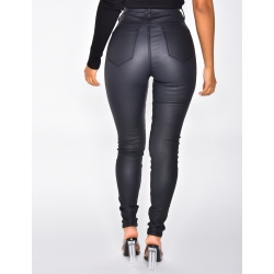 Hose mit hoher Taille in matter Lederoptik