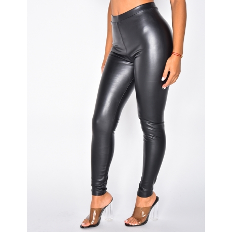 Legging taille haute en similicuir intérieur polaire