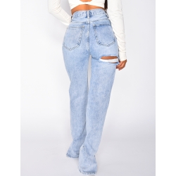 Jeans taille haute destroy à fentes Jeans taille haute destroy à fentes