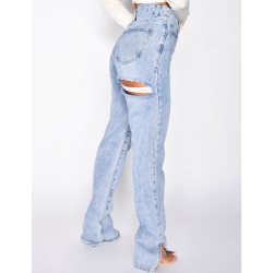 Jeans taille haute destroy à fentes Jeans taille haute destroy à fentes