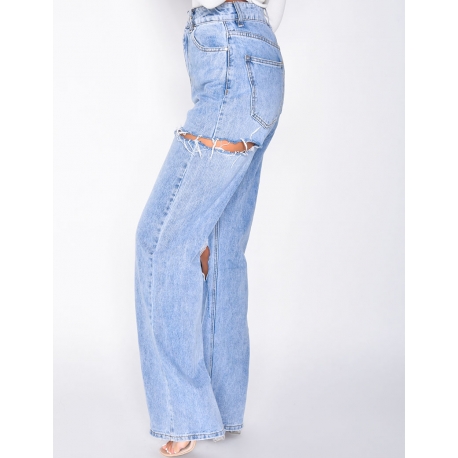 Jeans taille haute straight destroy Jeans taille haute straight destroy