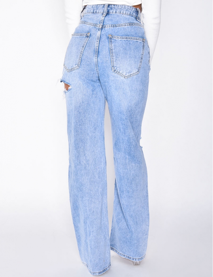 Jeans taille haute straight destroy Jeans taille haute straight destroy