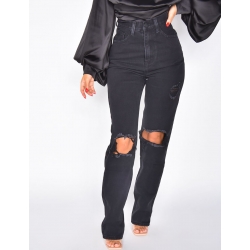 Jeans taille haute destroy