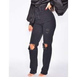 Jeans taille haute destroy