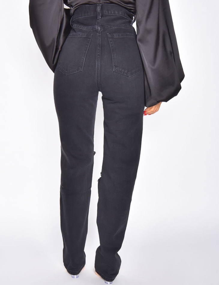 Jeans taille haute destroy