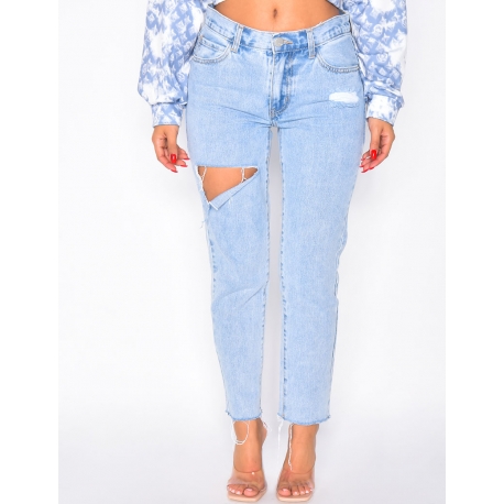 Jeans coupe boyfriend destroy