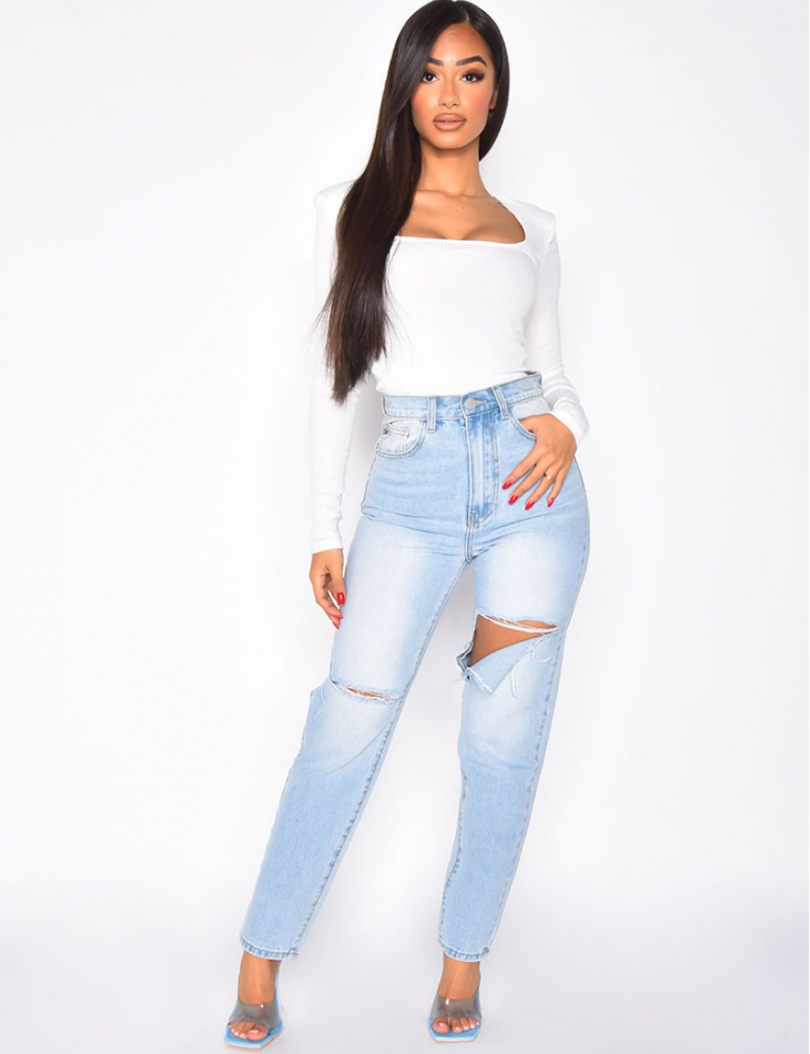 Jeans taille haute destroy Jeans taille haute destroy