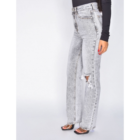 Jeans coupe droite destroy