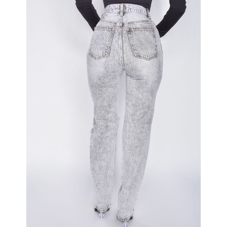 Jeans coupe droite destroy