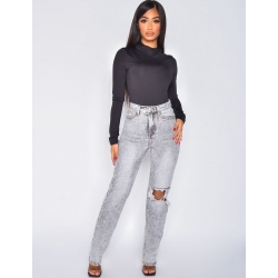 Jeans coupe droite destroy