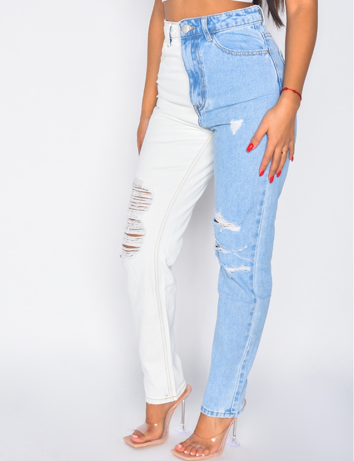 Jeans bi-color destroy Jeans bi-color destroy