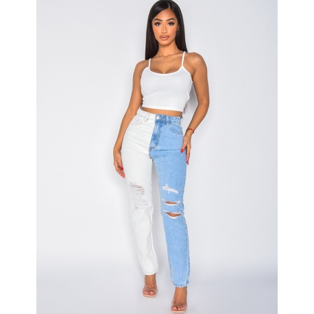 Jeans bi-color destroy Jeans bi-color destroy