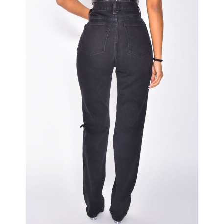 Jeans taille haute destroy