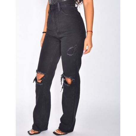 Jeans taille haute destroy