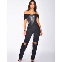 Jeans taille haute destroy