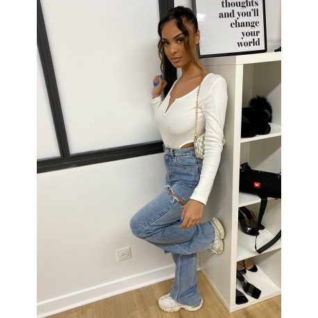 Jeans taille haute straight destroy Jeans taille haute straight destroy