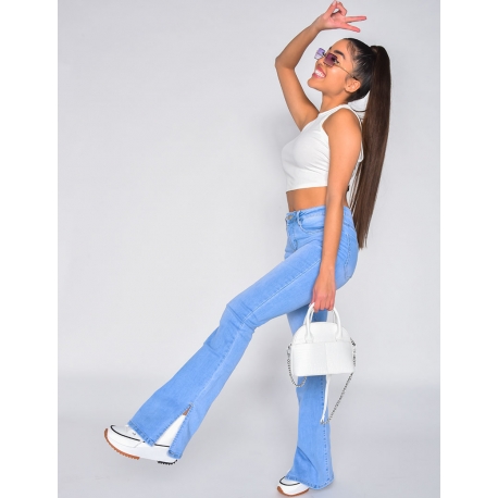 Jeans patte d'eph à fentes