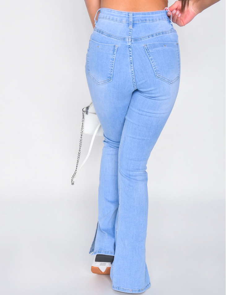 Jeans patte d'eph à fentes