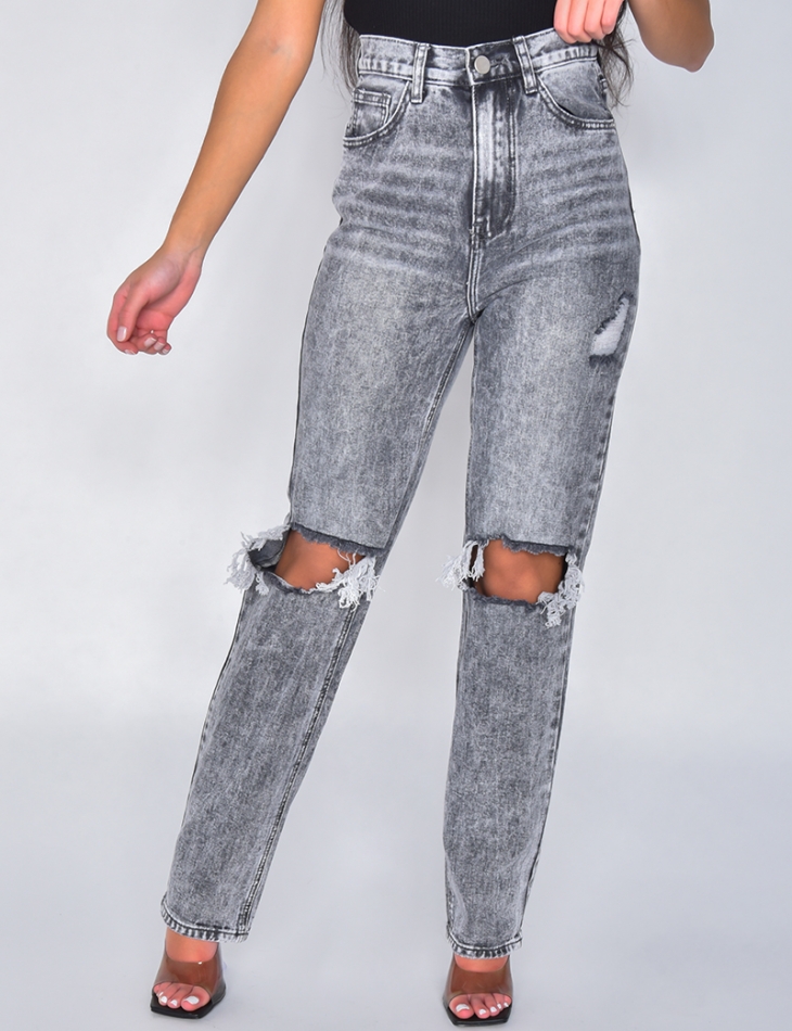 Jeans coupe droite destroy Jeans coupe droite destroy