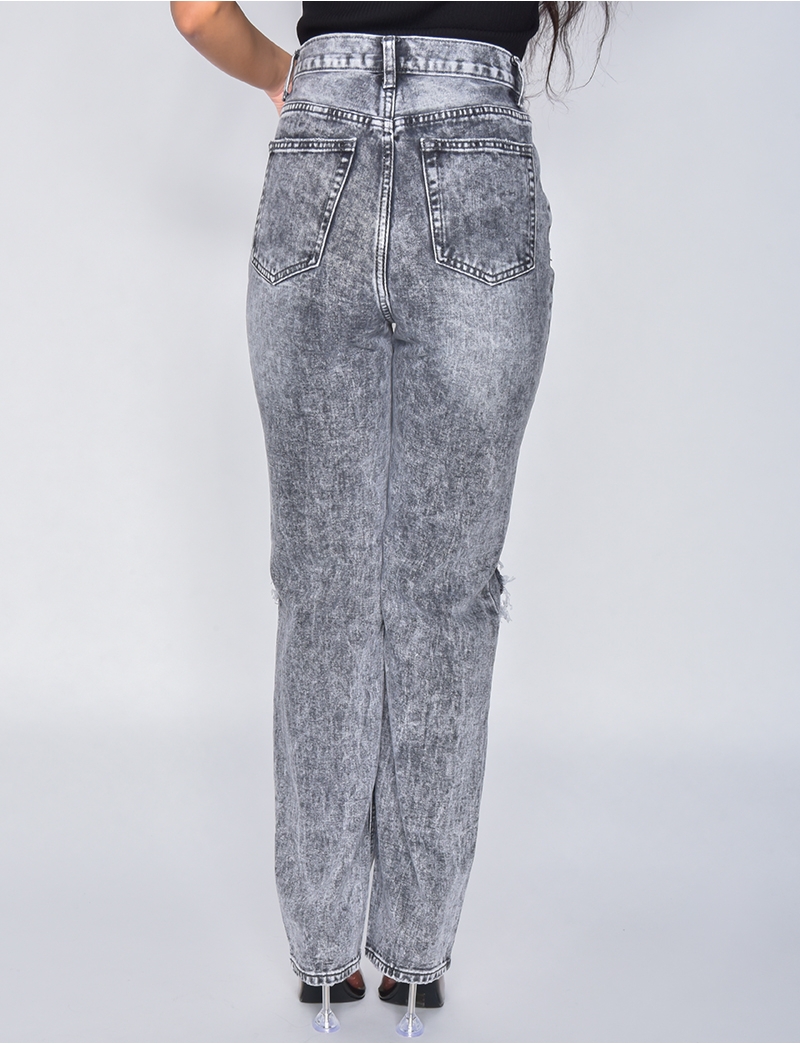 Jeans coupe droite destroy
