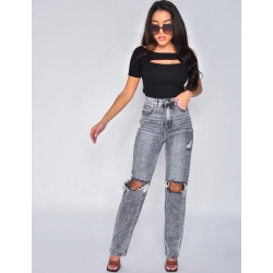 Jeans coupe droite destroy Jeans coupe droite destroy