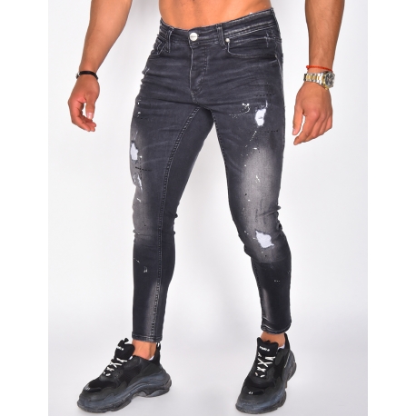 Jeans destroy tâches de peinture