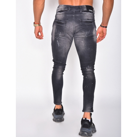 Jeans destroy tâches de peinture