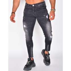 Jeans destroy tâches de peinture