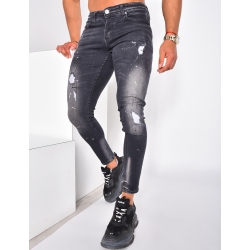 Jeans destroy tâches de peinture