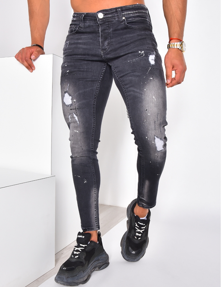 Jeans destroy taches de peinture