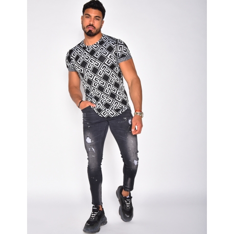 Jeans destroy tâches de peinture