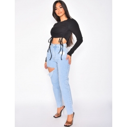 Jeans taille haute destroy Jeans taille haute destroy