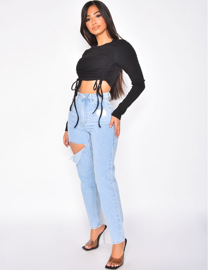 Jeans taille haute destroy Jeans taille haute destroy
