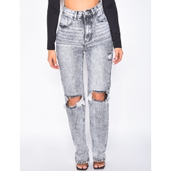 Jeans coupe droite destroy Jeans coupe droite destroy