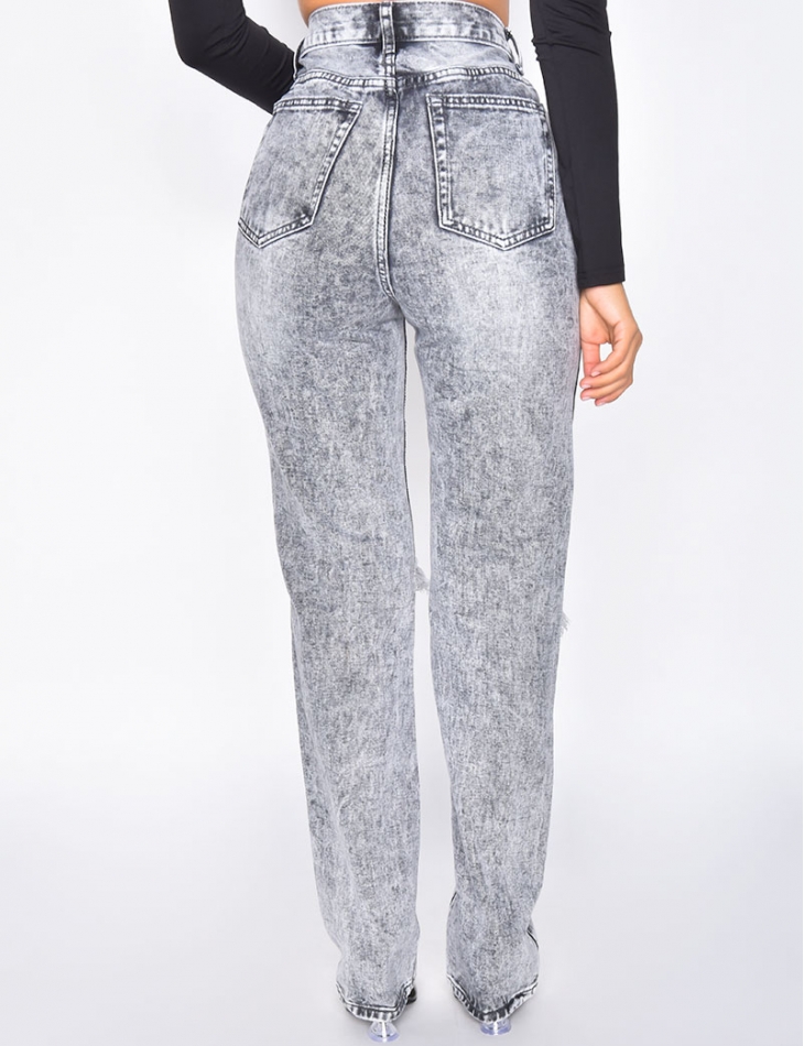 Jeans coupe droite destroy Jeans coupe droite destroy