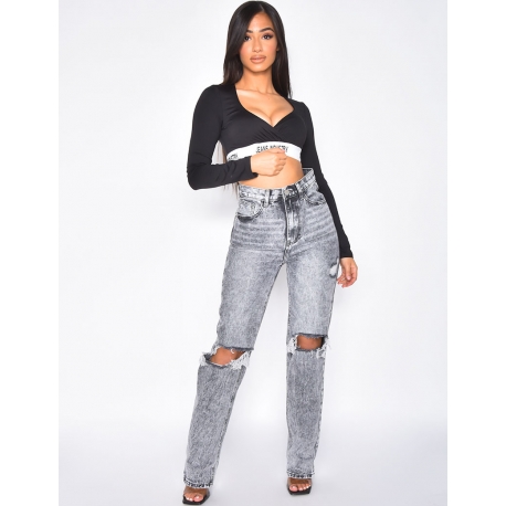 Jeans coupe droite destroy Jeans coupe droite destroy