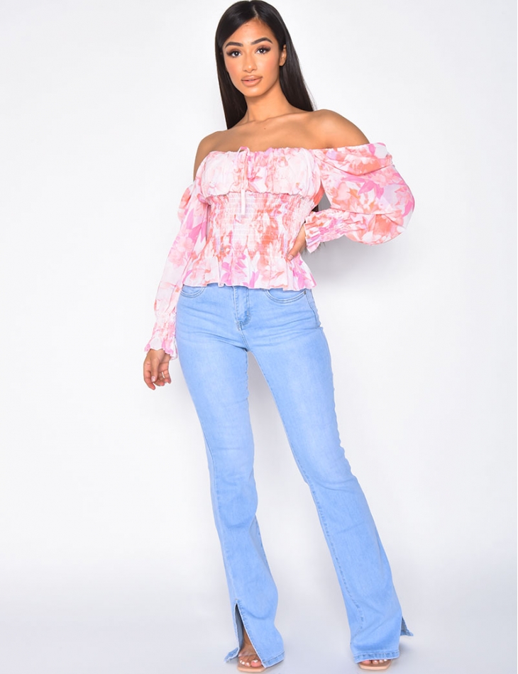 Jeans patte d'eph à fentes