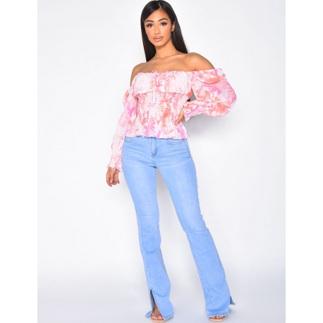 Jeans patte d'eph à fentes