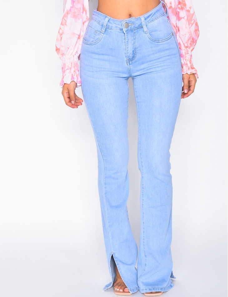 Jeans patte d'eph à fentes